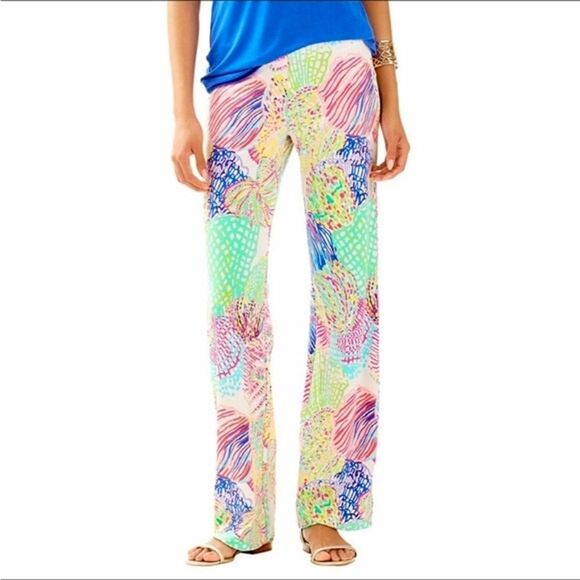 Lilly Pulitzer Georgia May Palazzo Pants in Roar of the Seas Print Multi Size M - Picture 1 of 9